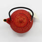 RED KIKU CHRYSANTHEMUM 40OZ CAST IRON TEA POT