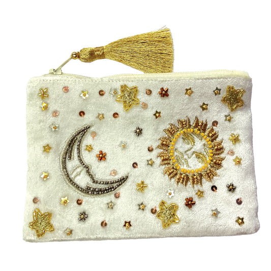 CELESTIAL BEADED VELVET POUCH