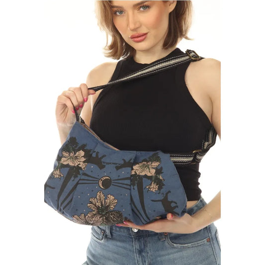 MOONFLOWER CATS CANVAS PURSE