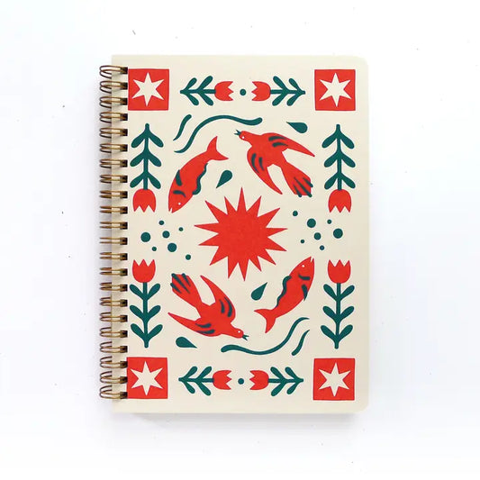FOLK FLOWER SPIRAL NOTEBOOK