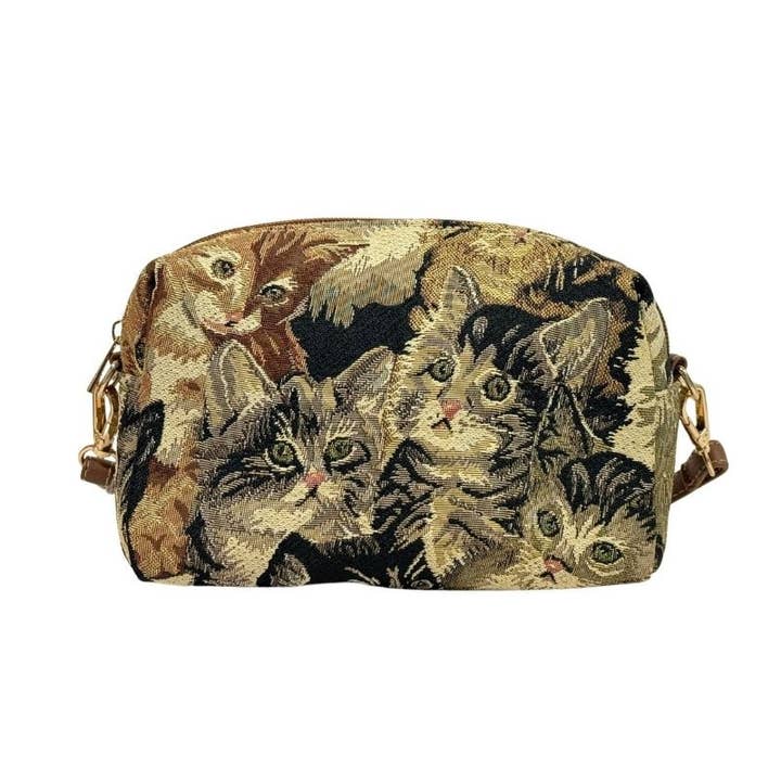 TAPESTRY CAT PATTERN SHOULDER BAG