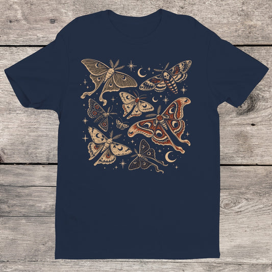 VINTAGE MOTH AND MOON ILLUSTRATION T-SHIRT