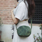 GREEN STONEWASHED CROSS BODY PILLBOX BAG BY EARTH DIVAS