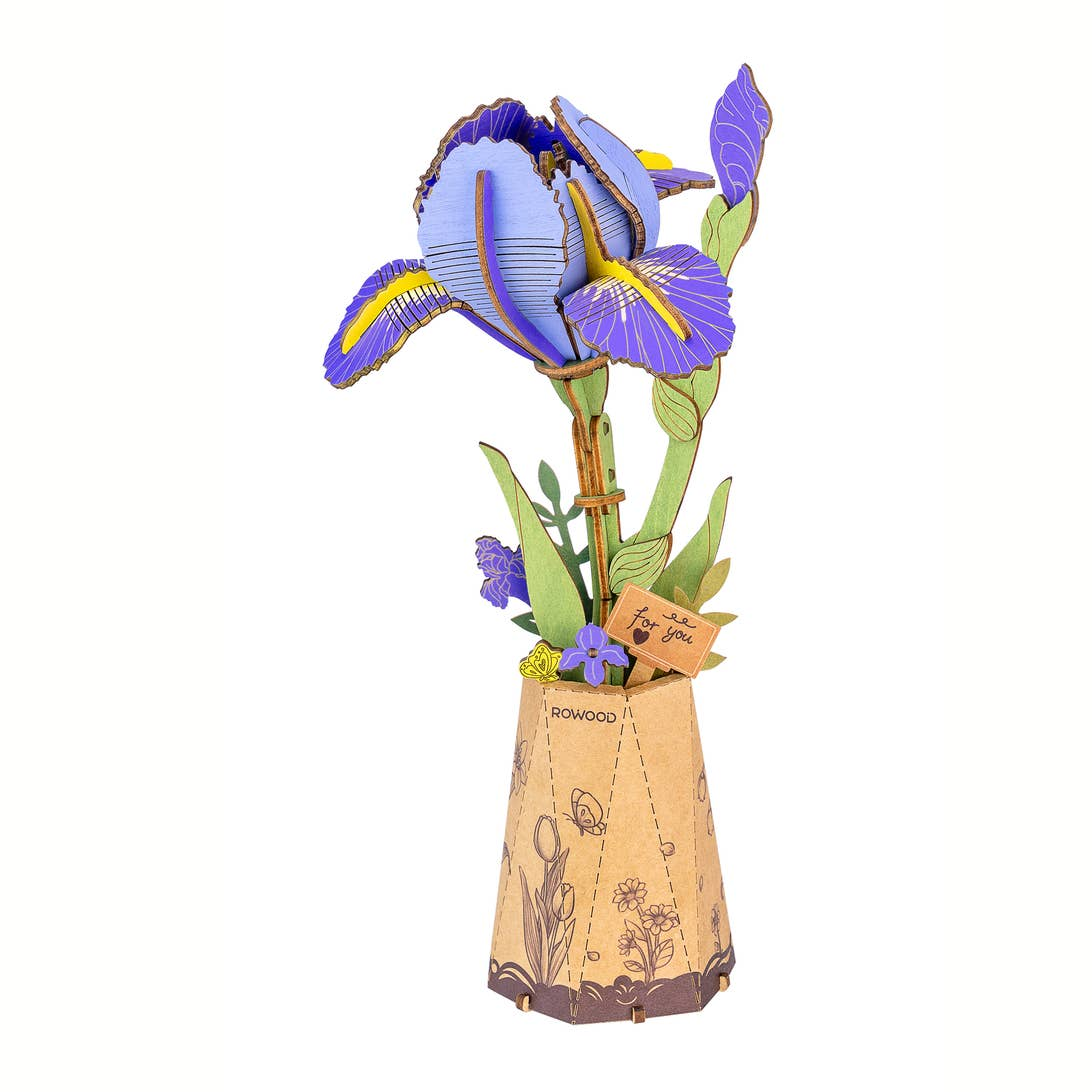 ROWOOD PURPLE IRIS WOOD FLOWER PUZZLE
