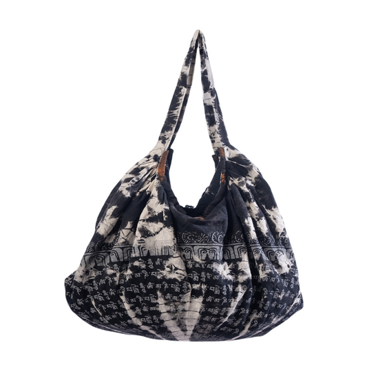 BLACK COTTON FOLDABLE DUFFLE BAG