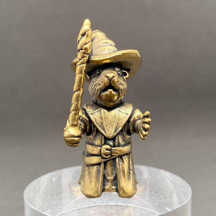 MINATURE BRASS MOUSE WIZARD