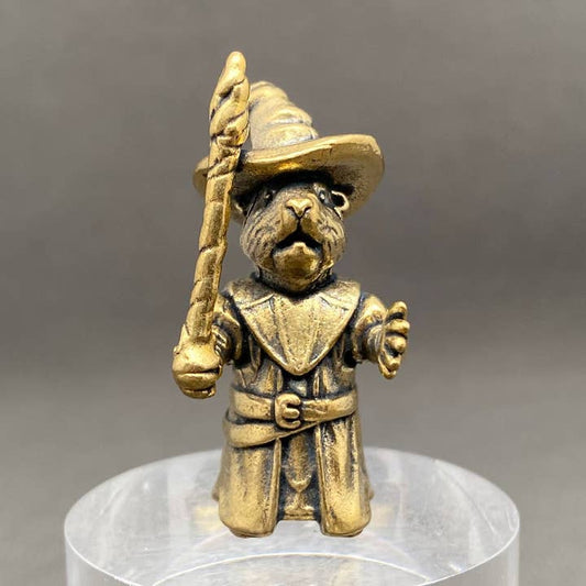 MINATURE BRASS MOUSE WIZARD