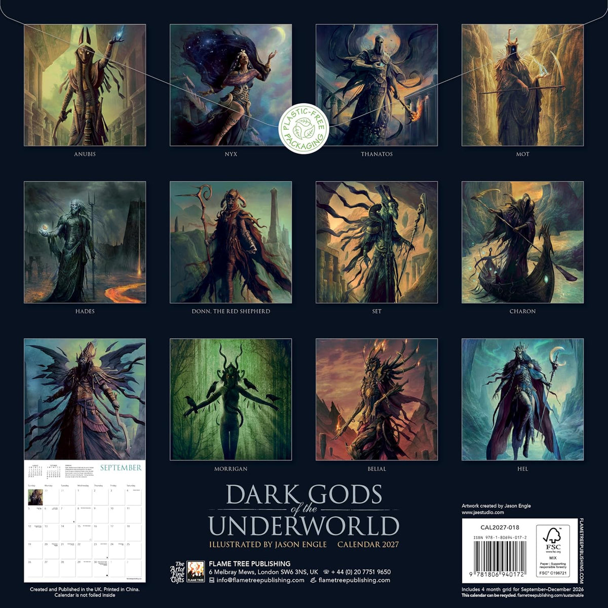 DARK GODS OF THE UNDERWORLD: ILLUSTRATED BY JASON ENGLE 2027 WALL CALENDAR