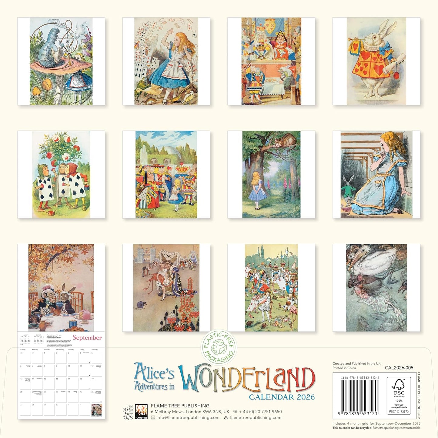 ALICE IN WONDERLAND CALENDAR 2026