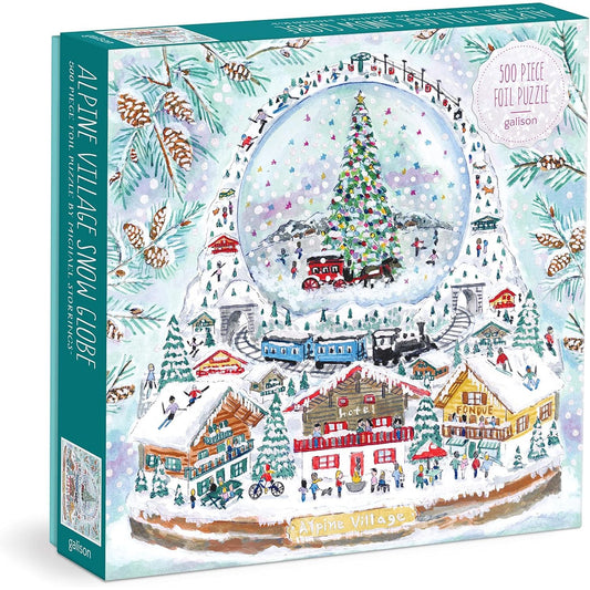 ALPINE VILLAGE SNOW GLOBE 500 FOIL PIECE JIGSAW PUZZLE