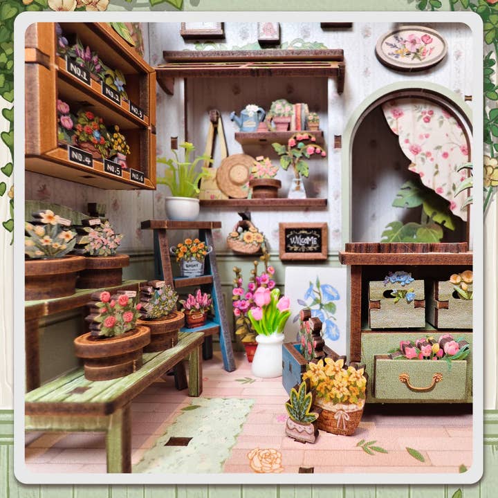 CHAMPS-ÉLYSÉES FLORIST 3-D WOODEN MINIATURE BOOK NOOK KIT