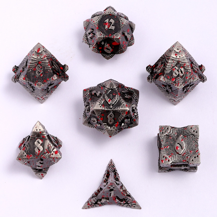 PALADIN CLASS METAL RPG DICE: ANCIENT SILVER & BLOOD