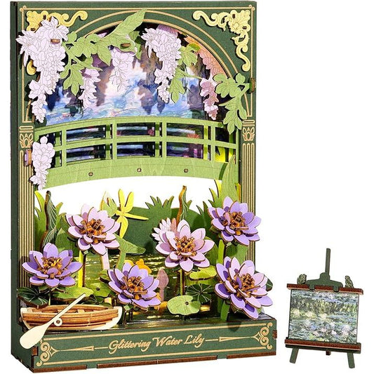 GLITTERING WATER LILY 3D WOODEN PUZZLE KIT