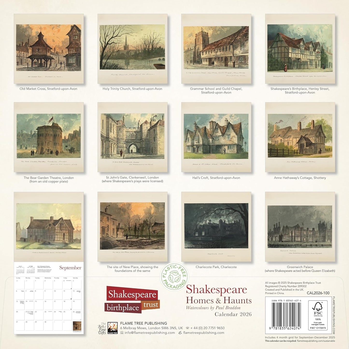 SHAKESPEARE: HOMES AND HAUNTS WALL CALENDAR 2026