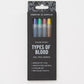 TYPES OF BLOOD NEON GEL PEN SET