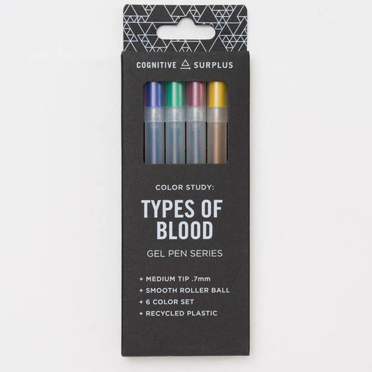 TYPES OF BLOOD NEON GEL PEN SET