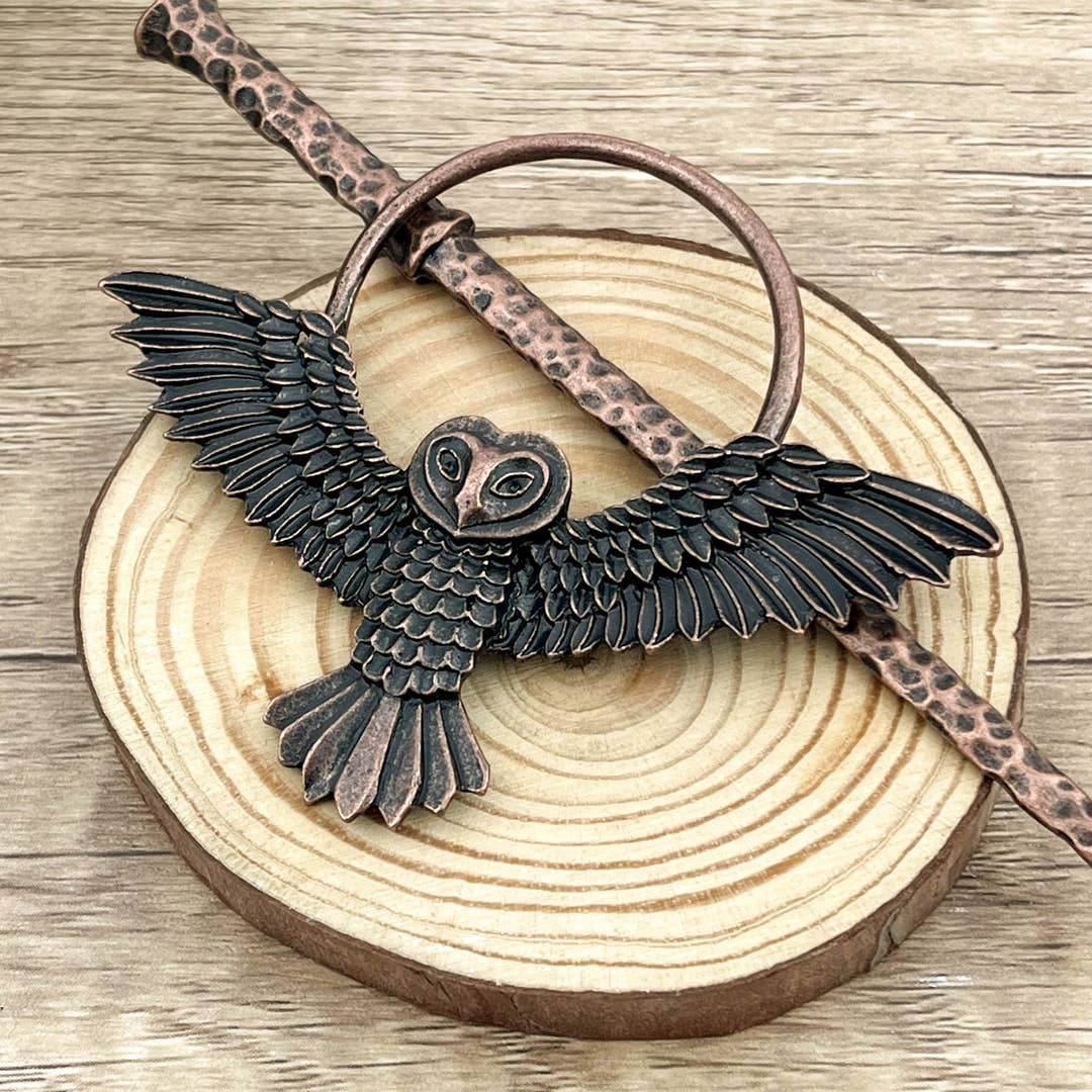FLYING OWL METAL HAIR PIN