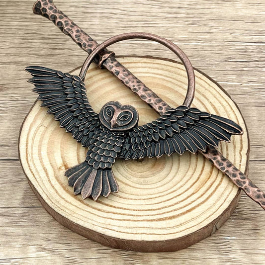 FLYING OWL METAL HAIR PIN
