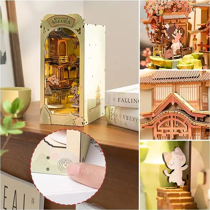 FALLING SAKURA 3-D WOODEN MINIATURE BOOK NOOK KIT