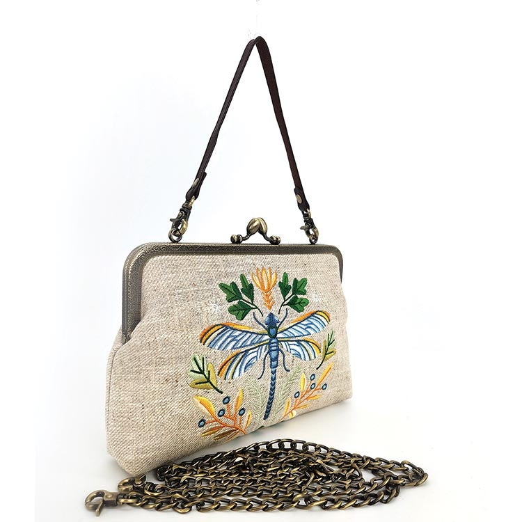 SUMMER DRAGONFLY KISSLOCK VINTAGE STYLE PURSE