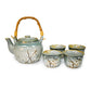 WHITE PLUM BLOSSOM TEA SET (TEAPOT AND FOUR TEACUPS)