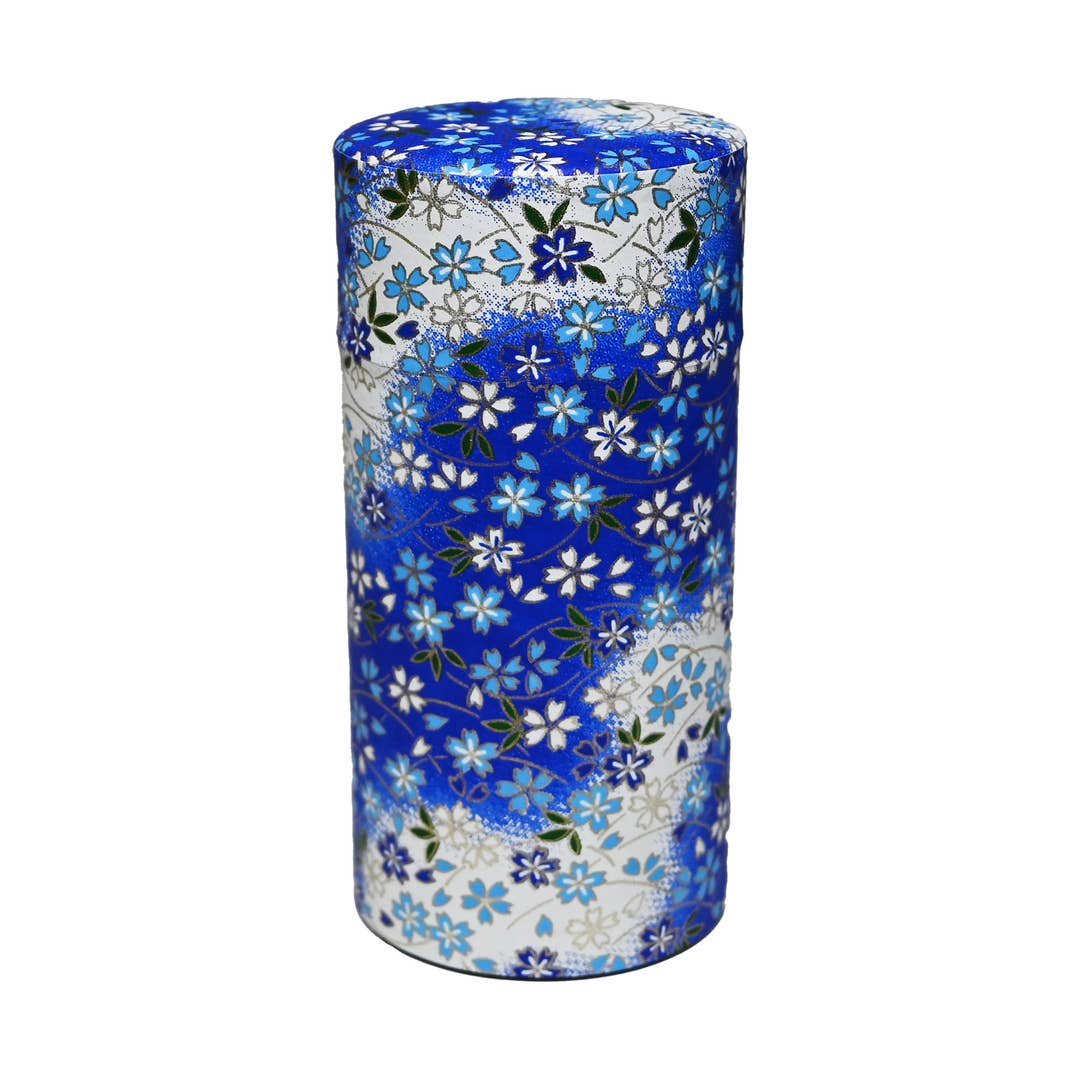 DOUBLE LID TEA CONTAINER BLUE AND WHITE SAKURA 7.04 oz
