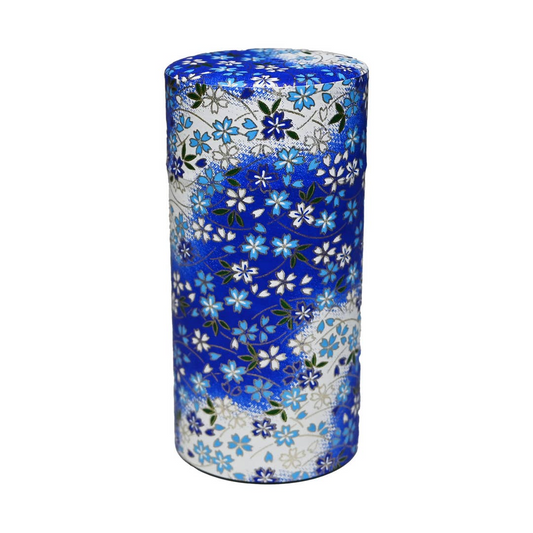 DOUBLE LID TEA CONTAINER BLUE AND WHITE SAKURA 7.04 oz
