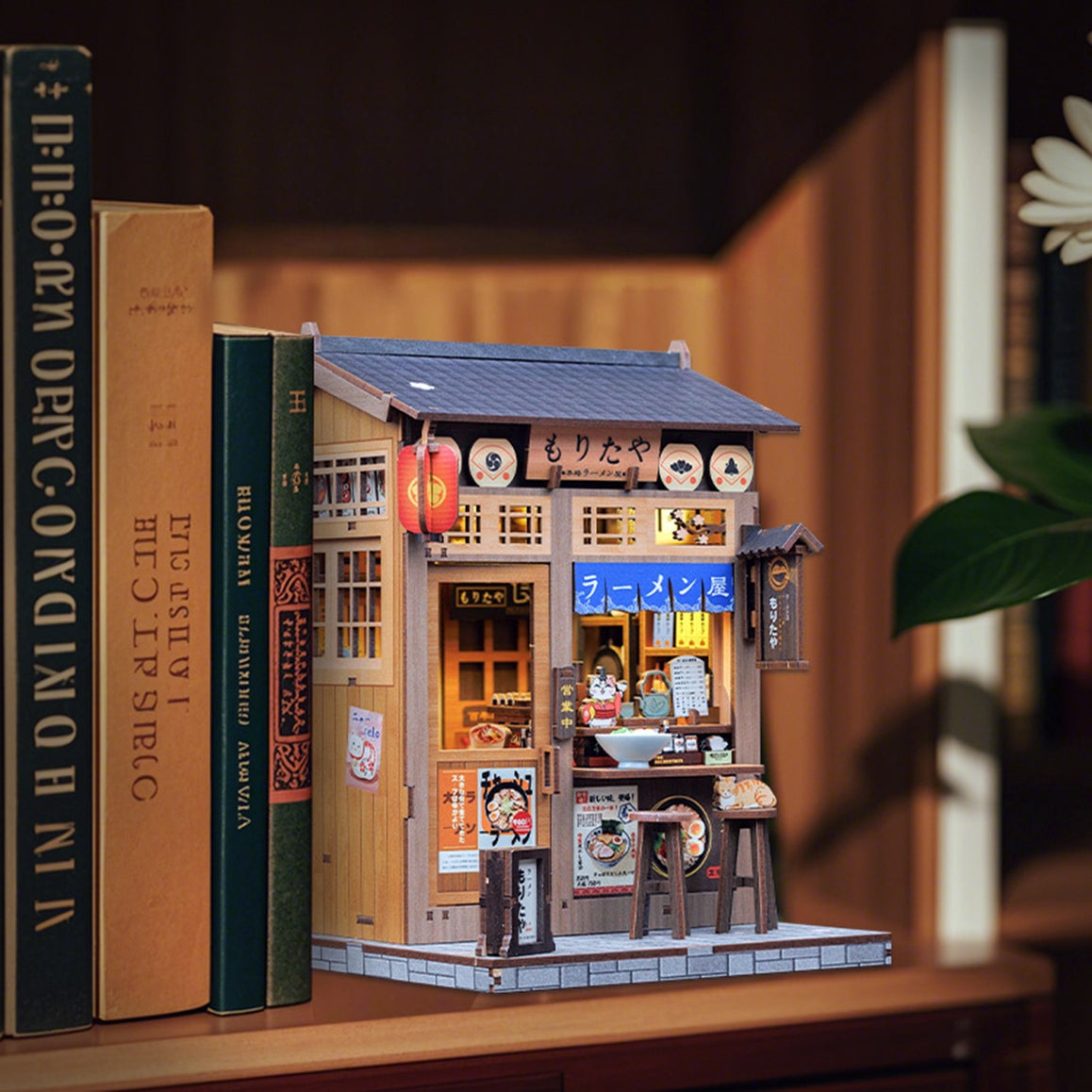 MORITA-YA RAMEN SHOP 3-D WOODEN MINIATURE BOOK NOOK KIT