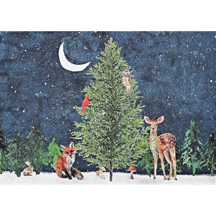 MOONLIT FOREST FRIENDS DELUXE BOXED HOLIDAY CARDS