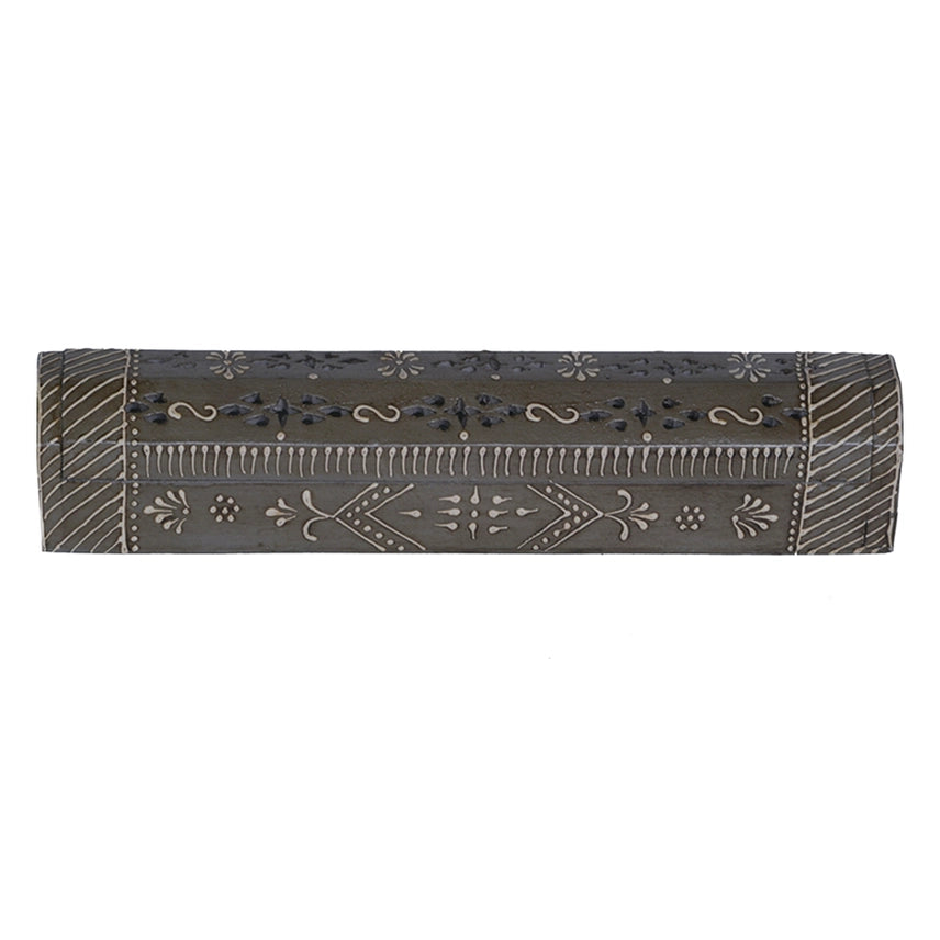 HAND PAINTED WOODEN INCENSE BOX IN GREY