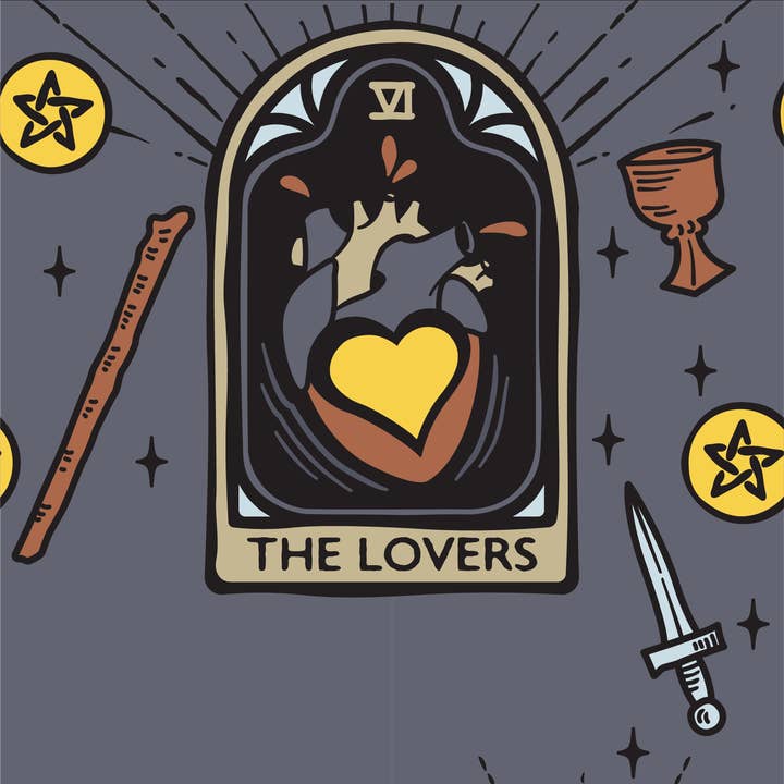 THE LOVERS TAROT NOUVEAU CREW SOCKS BY FOOTCLOTHES
