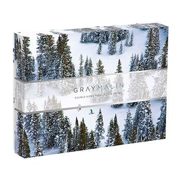 GRAY MALIN 500 PC DOUBLE SIDED PUZZLE SNOW AND SKIERS