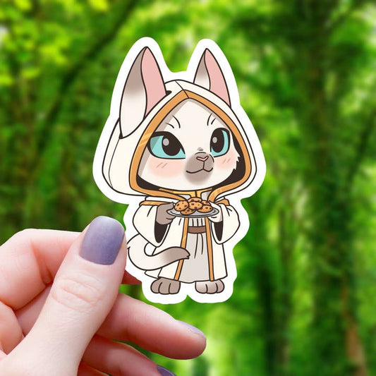 CAT CLERIC SERVING COOKIES STICKER