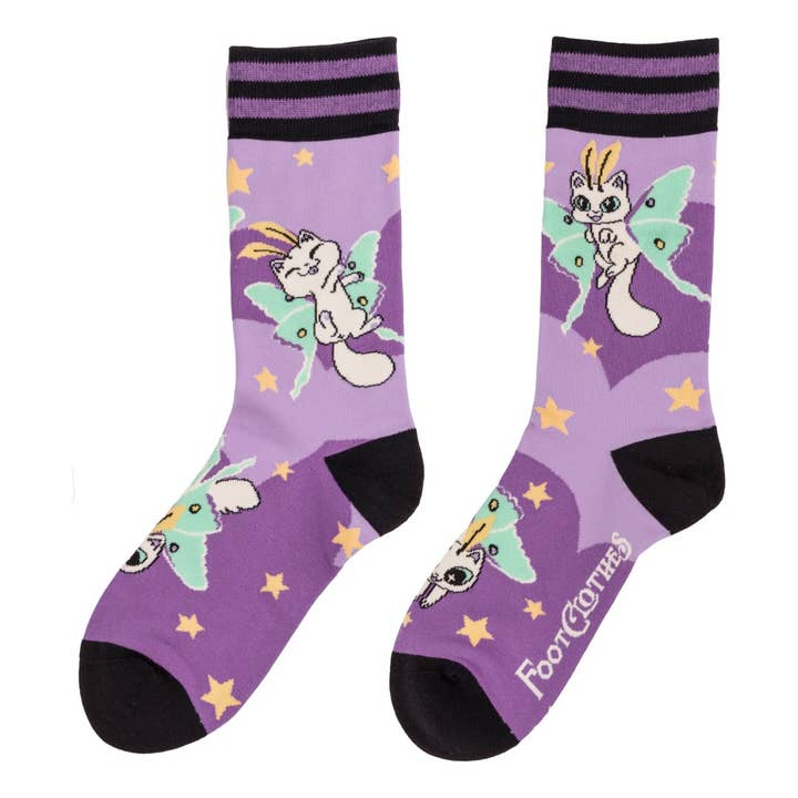 KITTY MOTHS CREW SOCKS BY FOOTCLOTHES