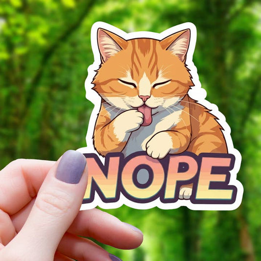 NOPE CAT CLEANING ITSELF STICKER