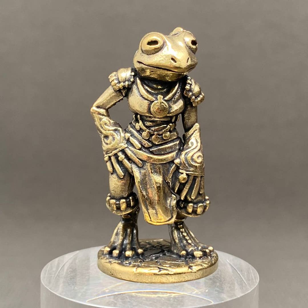 MINIATURE BRASS FROG WARRIOR