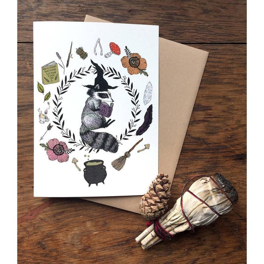 MAGIC STUDENT RACCOON GREETING CARD