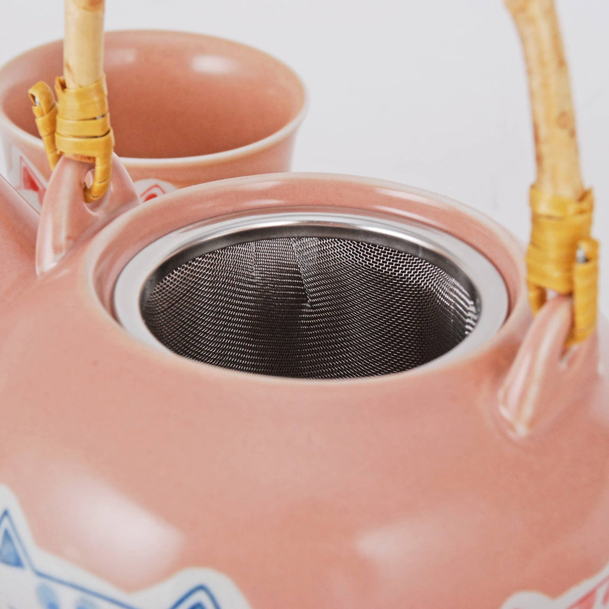 HAPPY CAT PINK TEA SET (TEAPOT AND FOUR TEACUPS)