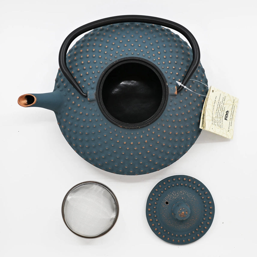 TEAL BLUE HOBNAIL TEA POT