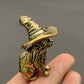MINIATURE BRASS MAGIC CAT WIZARD