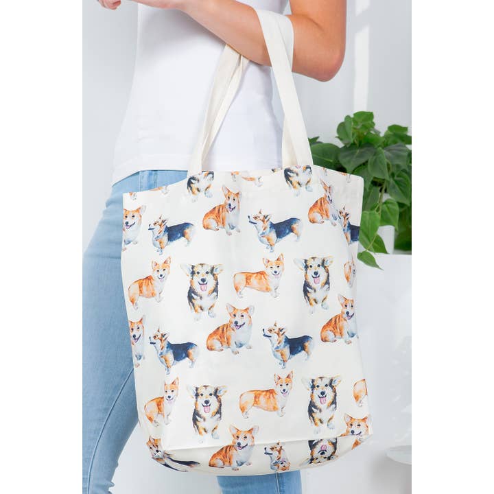 CORGI PRINT CANVAS TOTE BAG