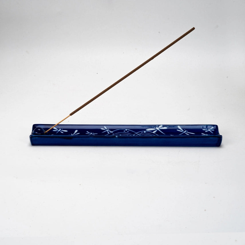 HAND PAINTED CERAMIC DRAGONFLY INCENSE HOLDER