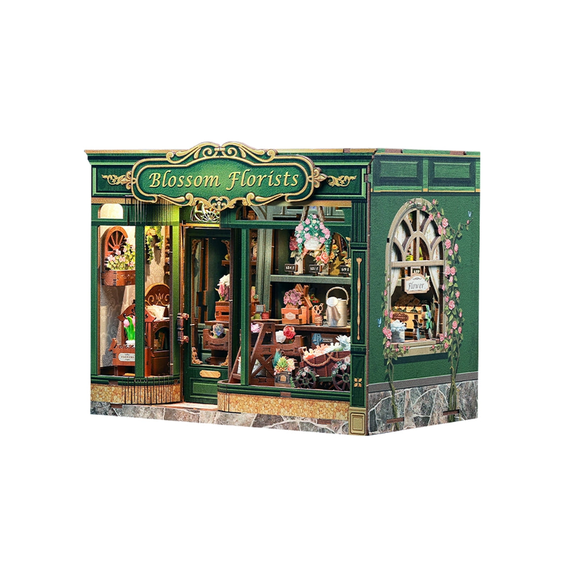 BLOSSOM FLORISTS 3-D WOODEN MINIATURE BOOK NOOK KIT