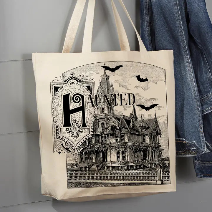 HAUNTED HOUSE CANVAS TOTE BAG