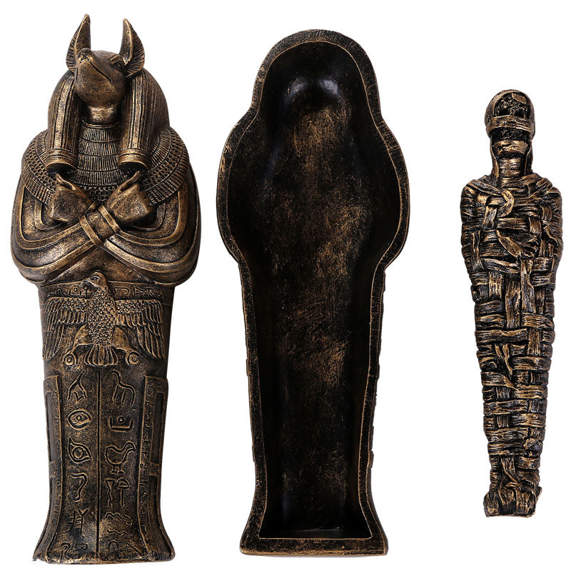 EGYPTIAN ANUBIS SARCOPHAGUS WITH MUMMY