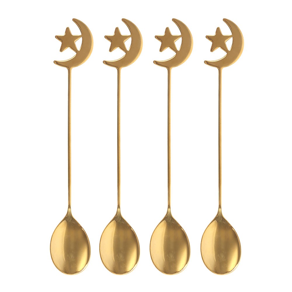 SET OF 4 STAR AND MOON TEASPOONS