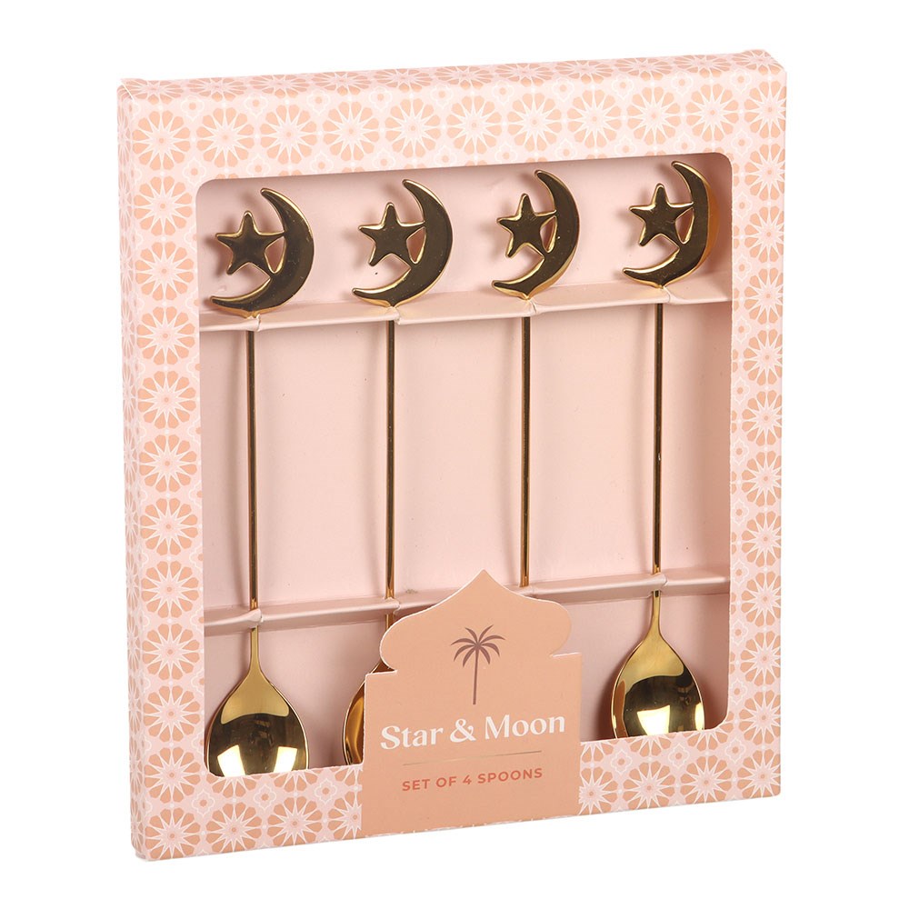 SET OF 4 STAR AND MOON TEASPOONS