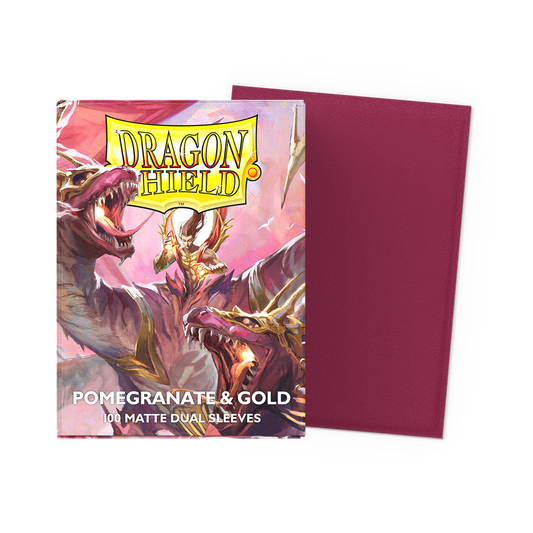 DRAGON SHIELD: MATTE DUAL SLEEVES POMEGRANATE AND GOLD