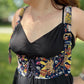 BLUE FLORAL VELVET CORSET VEST