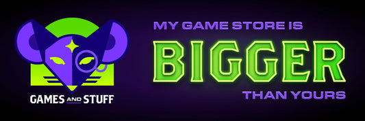 GAMES AND STUFF "MY GAME STORE IS BIGGER THAN YOURS" (PURPLE/LIME)